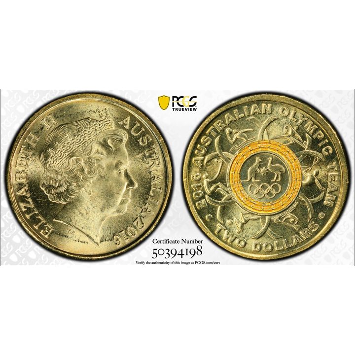 Olympic Team - Yellow, Two Dollar, 2016, PCGS MS66