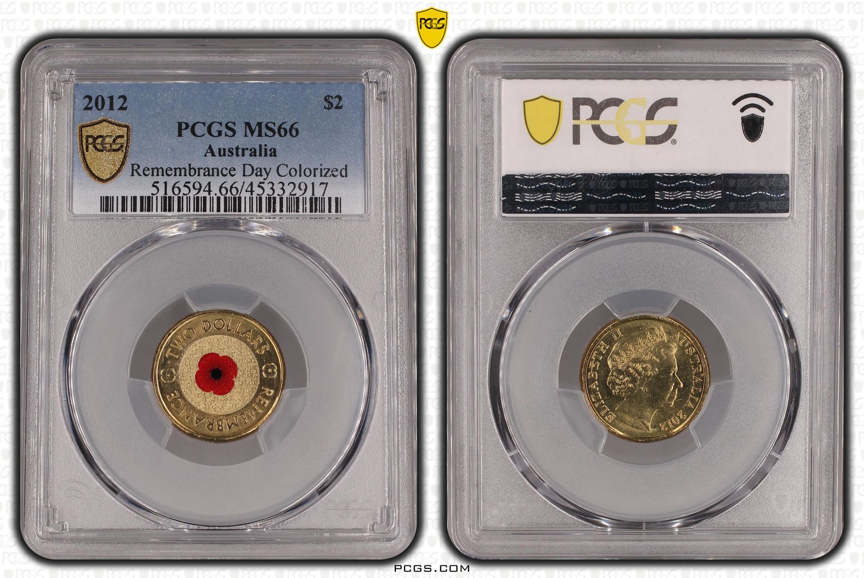 Remembrance Day Colored, Two Dollar, 2012, PCGS MS66