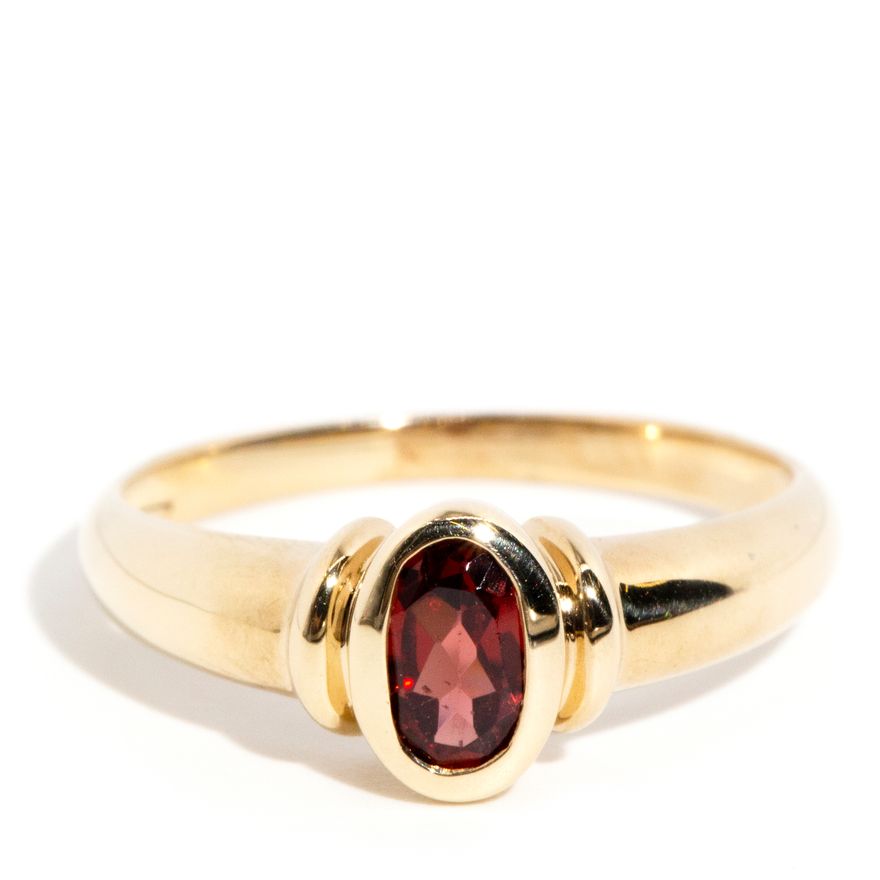 9 Carat Yellow Gold Garnet Ring