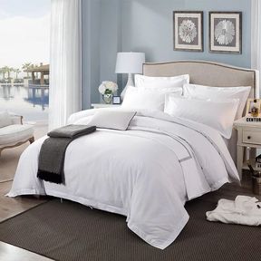 Black piping cotton duvet set white Superking |