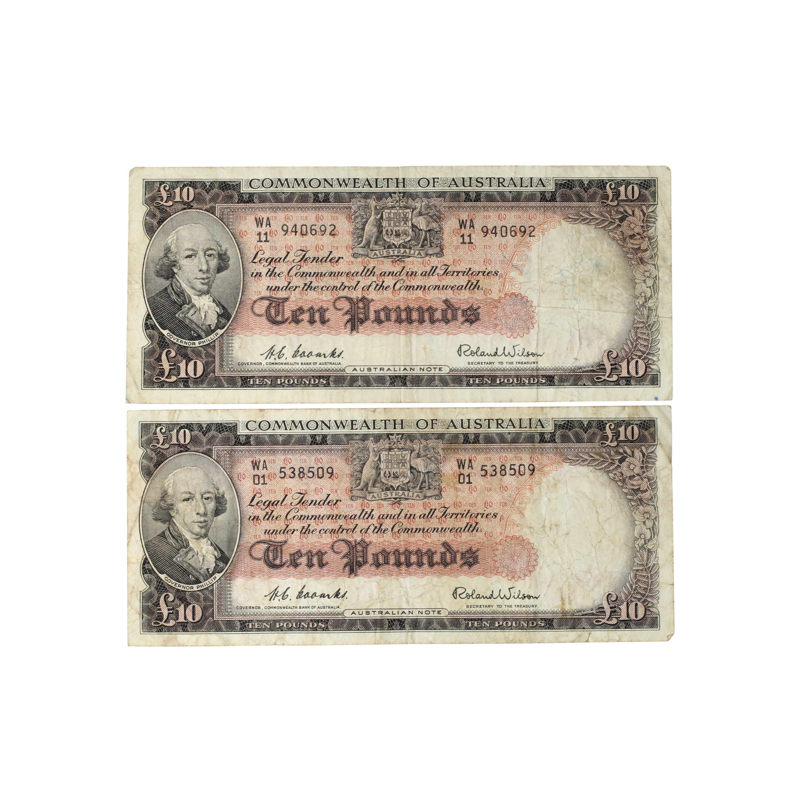 1927. · Pair, Ten Pounds, 1960