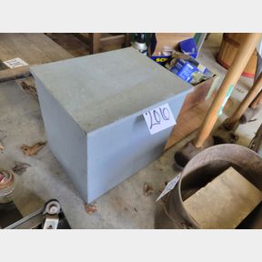 Vintage Metal Bx with Ice Skates, Vice and Some Misc