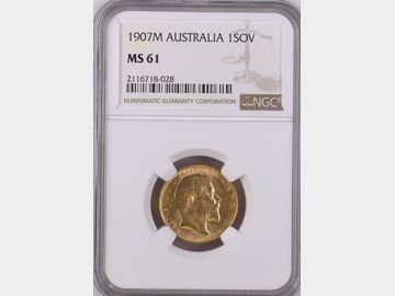 1907 EDWARD VII LONDON MINT GOLD SOVEREIGN MS61
