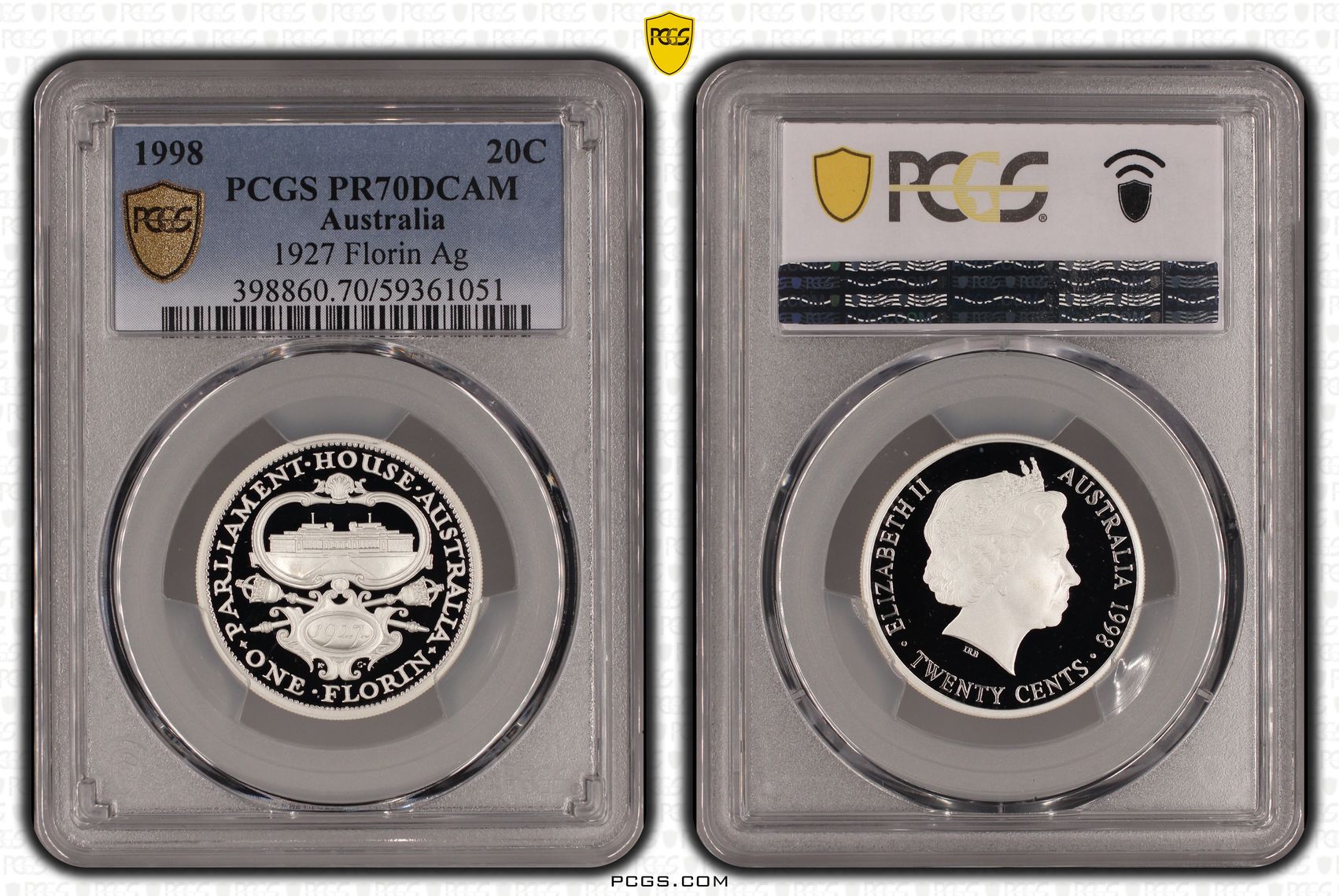 1927 Florin Silver, Twenty Cents, 1998, PCGS PR70DCAM