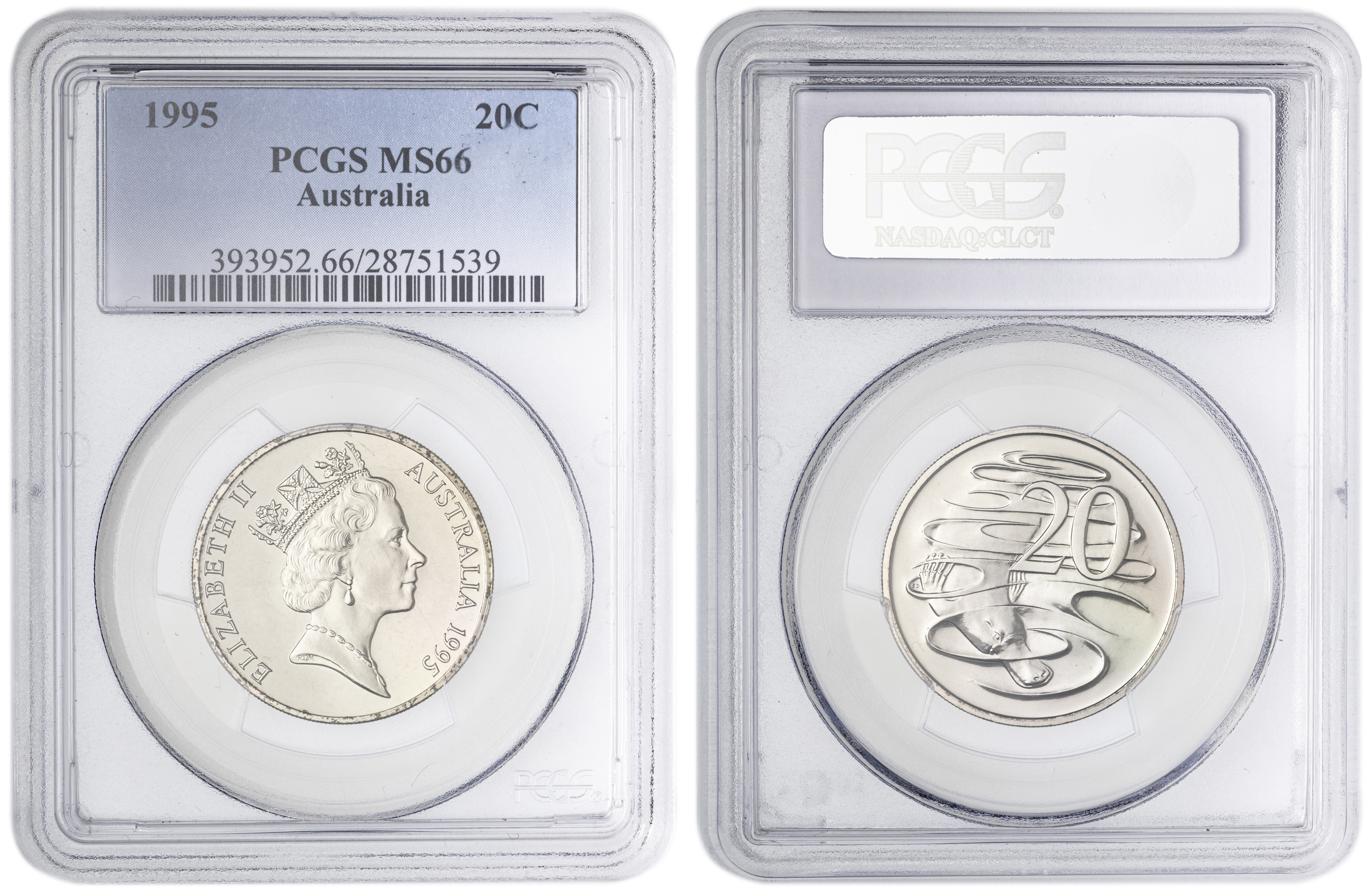 , Twenty Cent, 1995, PCGS MS66