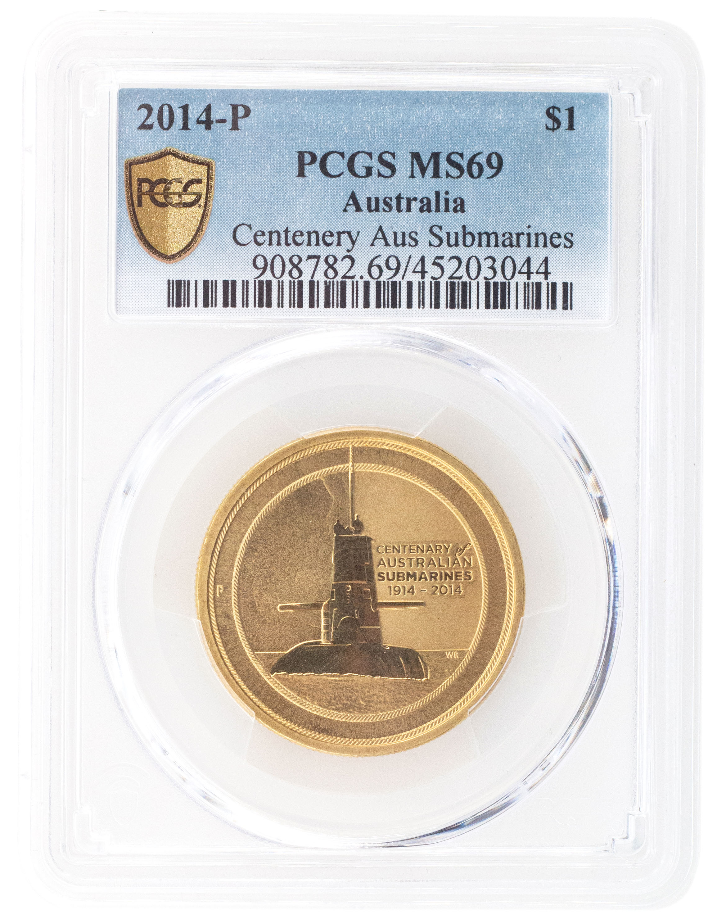 2014-P Australia One Dollar, $1 Centenery Aus Submarines PCGS - MS69 POP 1/0 -044