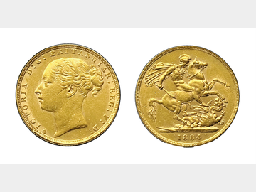 1884 VICTORIA YOUNG HEAD LONDON MINT GEORGE & DRAGON GOLD SOVEREIGN