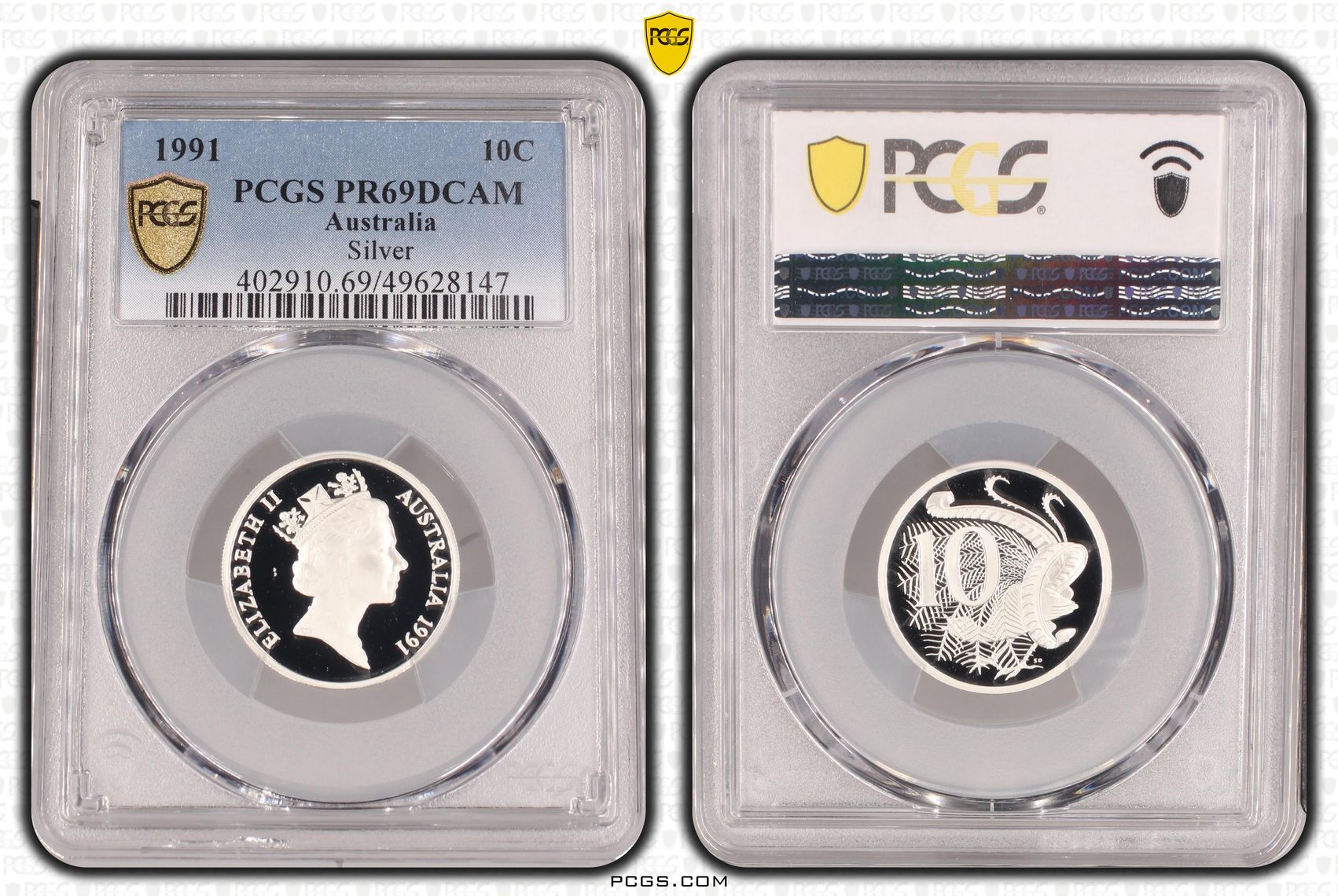 Silver , Ten Cent, 1991, PCGS PR69DCAM