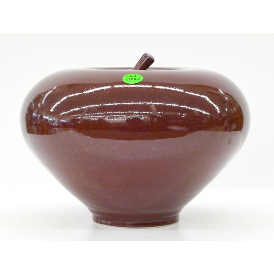 Tom Coleman Mulberry Porcelain Apple Jar 7''x9''