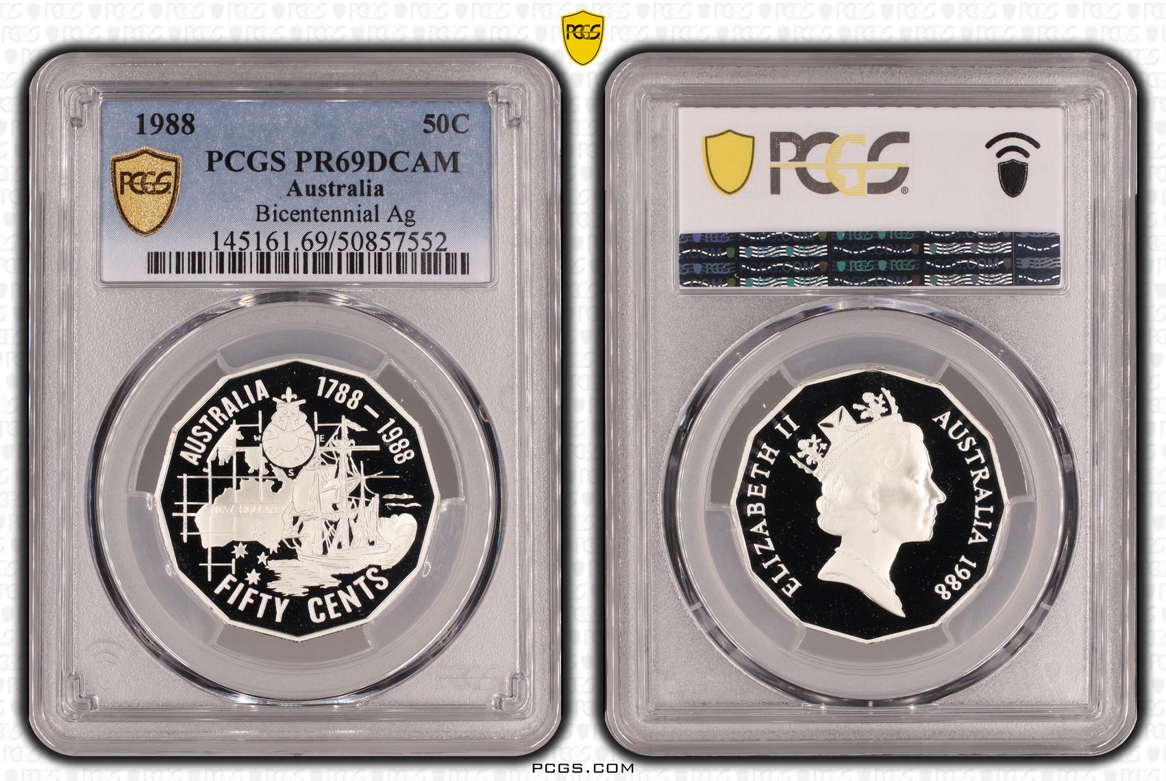 Bicentennial Ag , Fifty Cent, 1988, PCGS PR69DCAM
