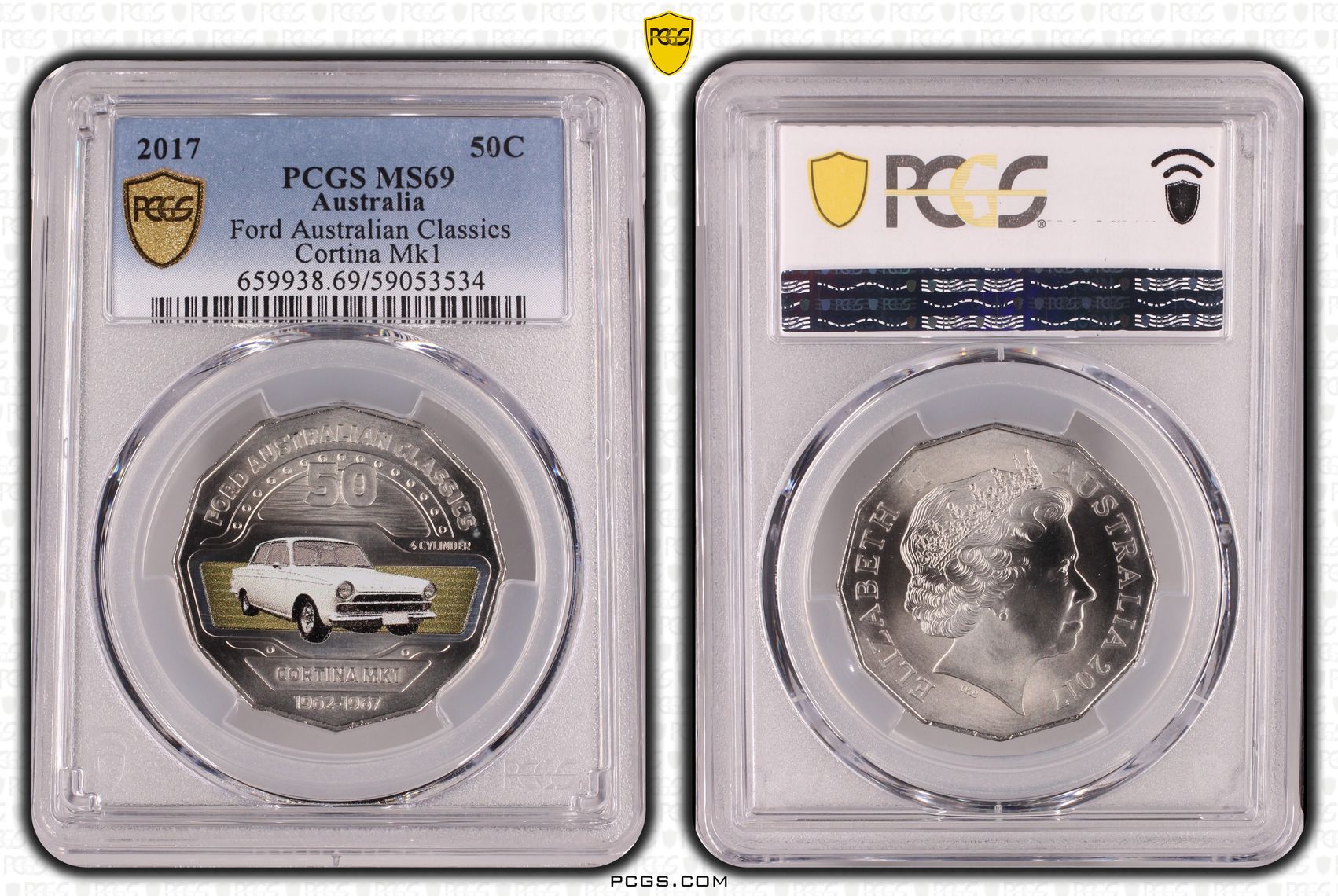 Ford Australian Classics - Cortina Mk1, Fifty Cent, 2017, PCGS MS69