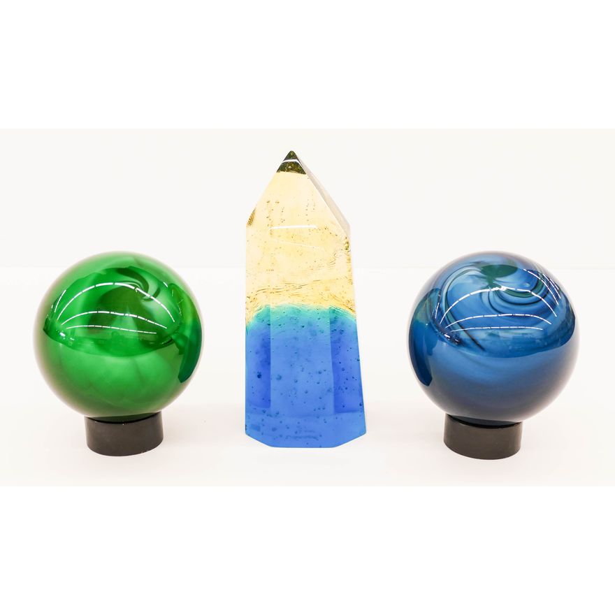 3pc James Nowak Paperweight Sculptures Blown Glass