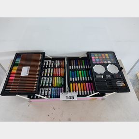 145PCS KIDS PAINTING DRAWING ART SET WITH ALUMINIUM CASE - PINK - THE IDEAL GIFT FOR HOURS OF FUN AND TO BRING OUT THE ARTIST IN A CHILD