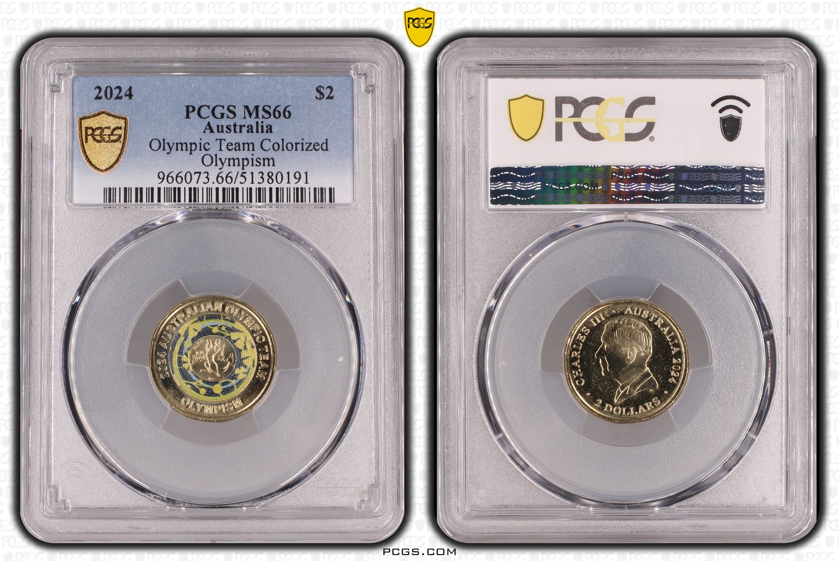 Olympic Team Colorized Olympism, Two Dollar, 2024, PCGS MS66