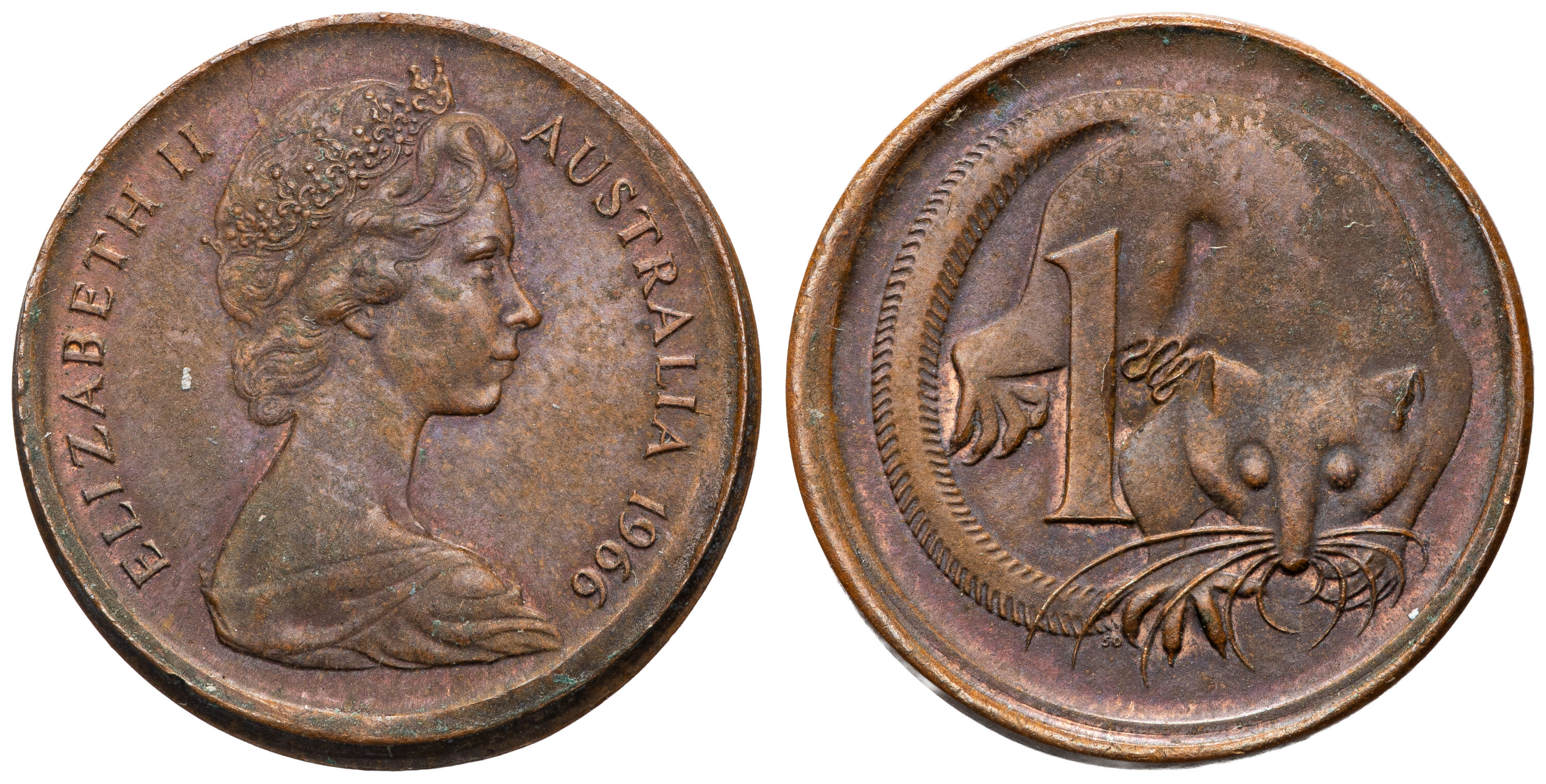 Elizabeth II, One Cent 1966, aEF - EF