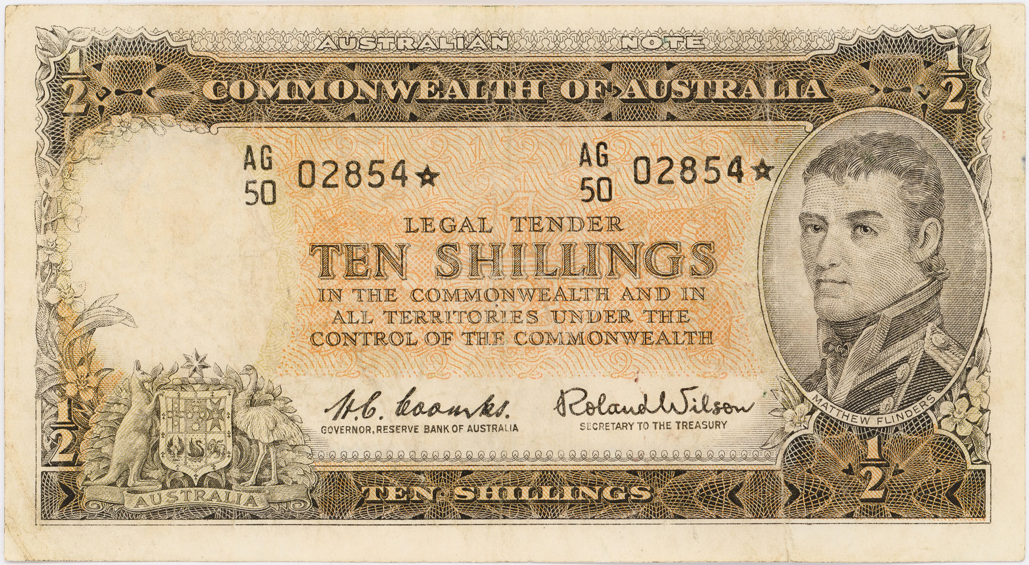 Coombs/Wilson, Ten Shillings, 1961, Fine