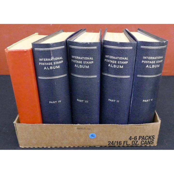 Box 5pc Vintage World Stamp Collecting Albums
