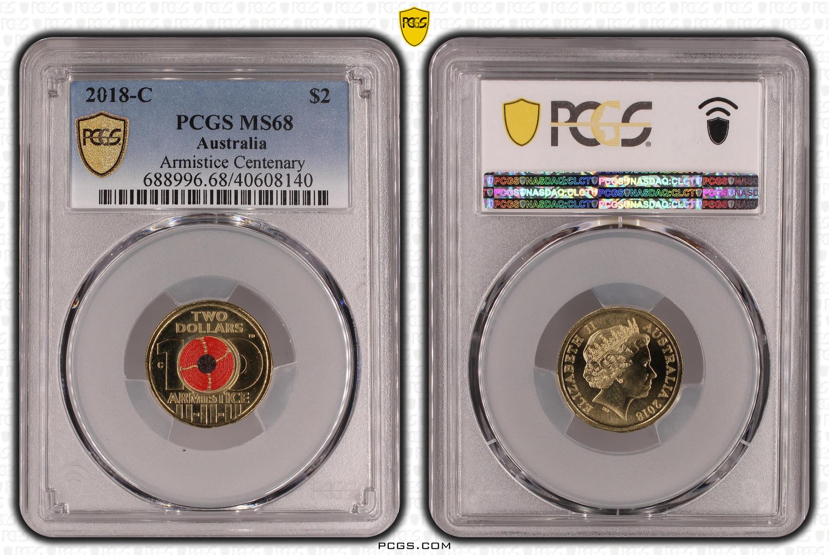 Armistice Centenary Colorized, Two Dollar, 2018-C, PCGS MS68