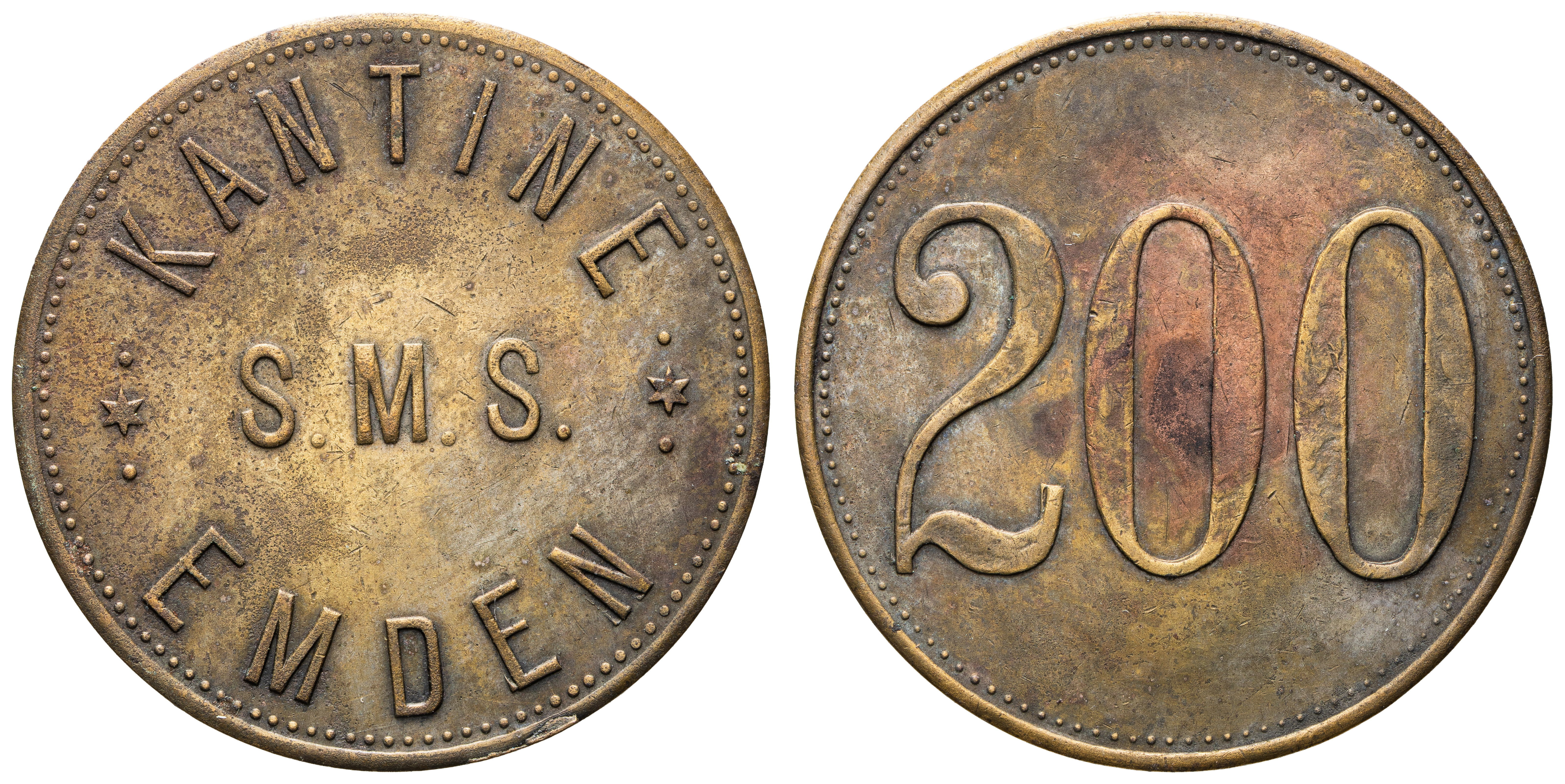 122 · Germany, S.M.S. Emden, Two Hundred Pfennig, C.-1914, VF