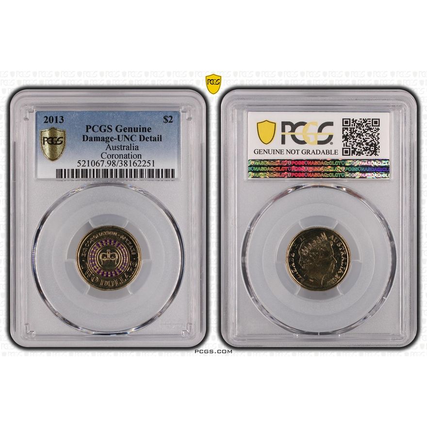 Elizabeth II, Coronation Colorized, Two Dollar, 2013, PCGS Genuine  - UNC Details (98 - Damage)