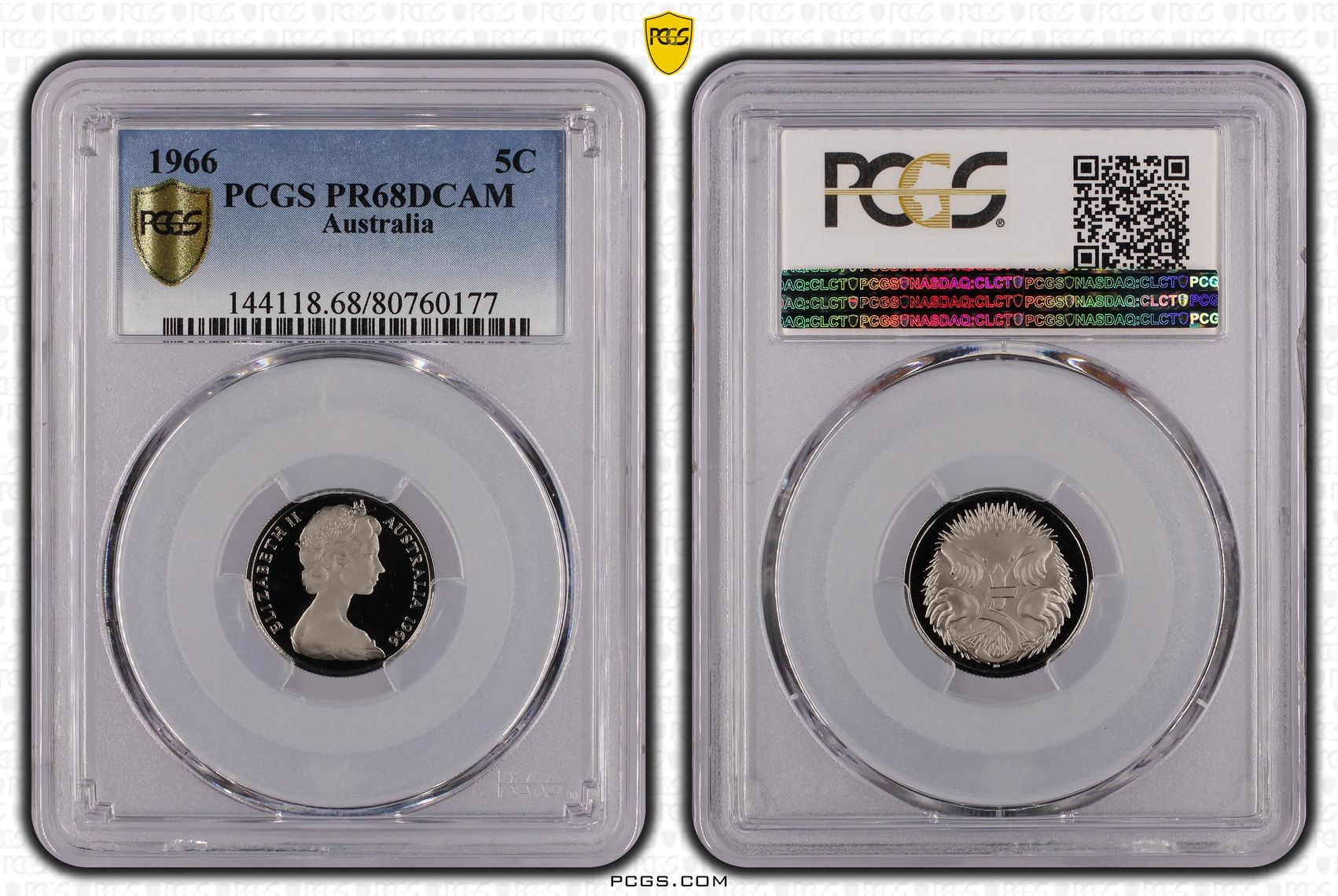 Elizabeth II, Five Cent, 1966, PCGS PR68DCAM