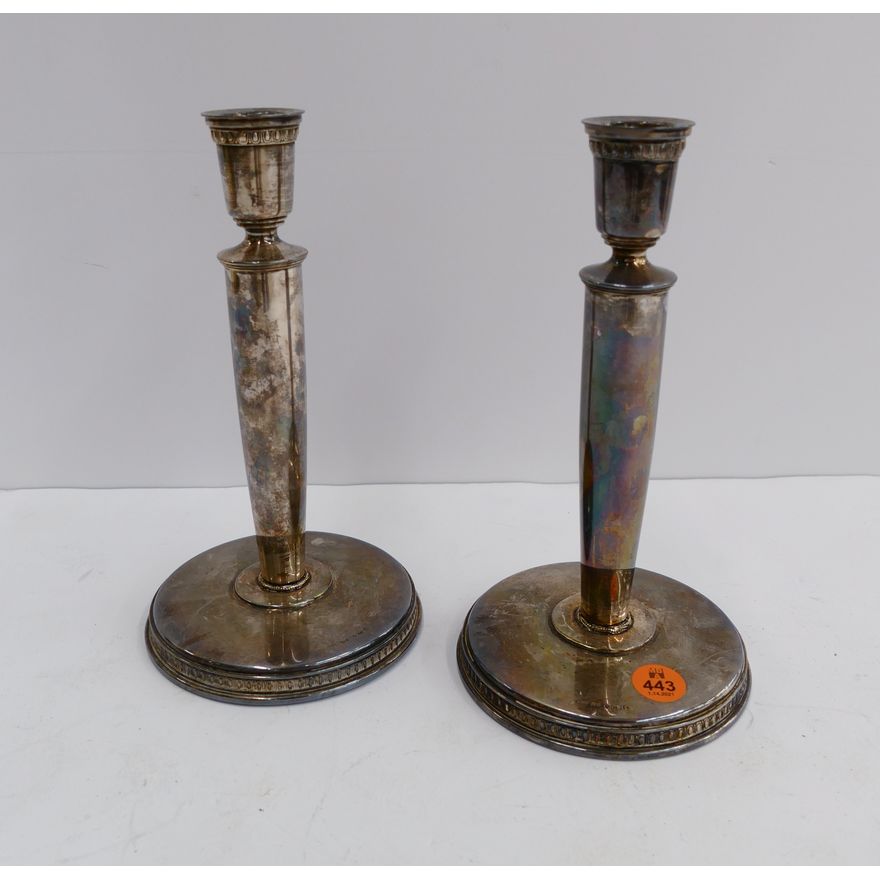 Pair Swedish Guldsmeds Aktiebolaget 800 Silver Candlesticks dated 1954- 602g