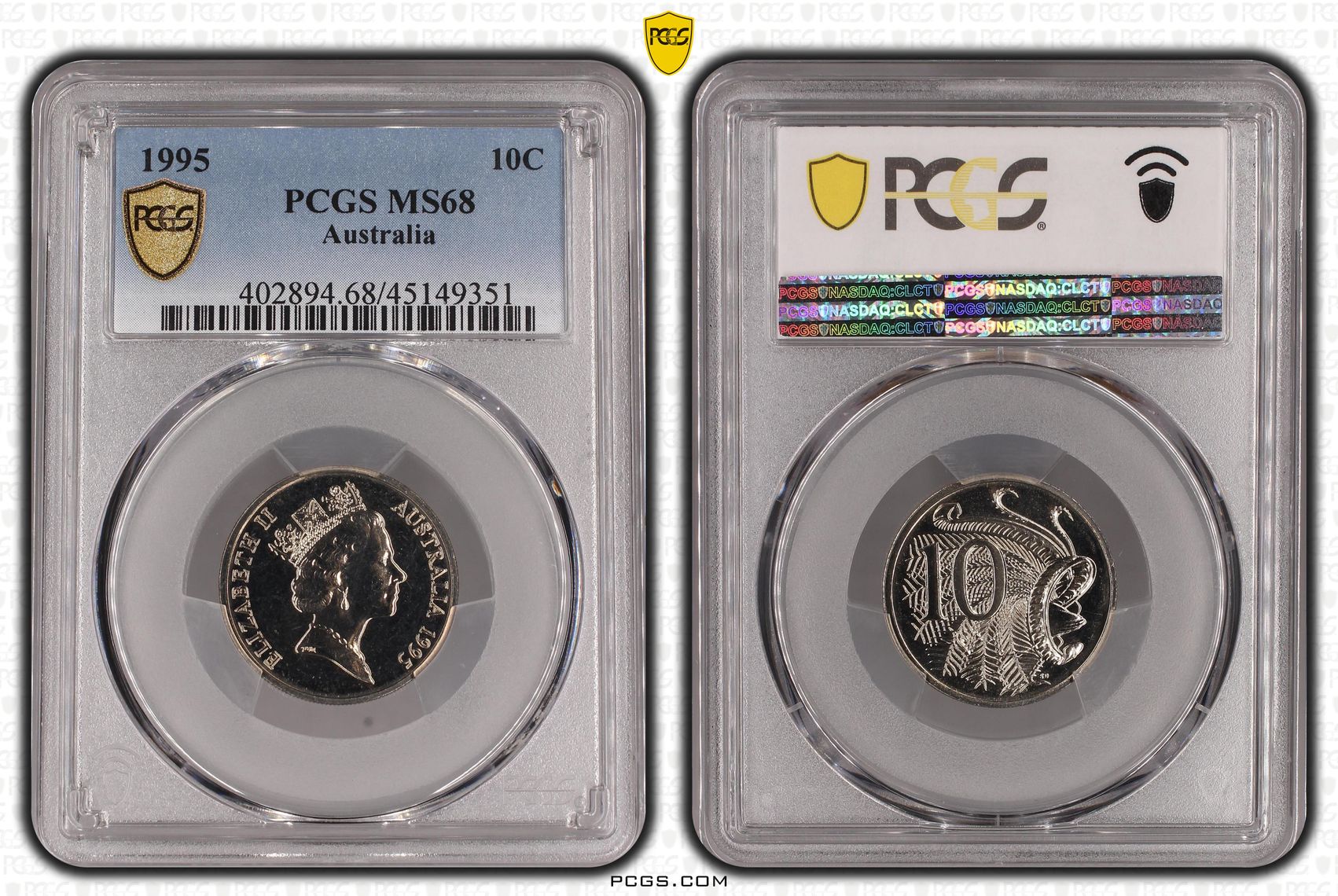 1995 Australia Ten Cent, 10c PCGS - MS68 -351