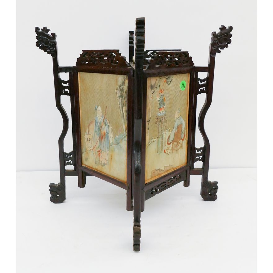 Old Chinese Painted Panel Wood Lantern- 14x10.5''