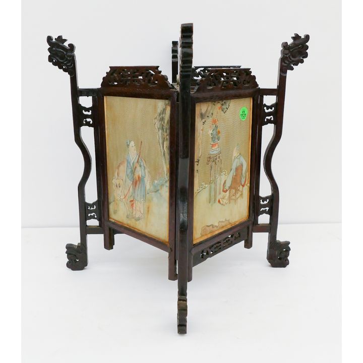 Old Chinese Painted Panel Wood Lantern- 14x10.5''