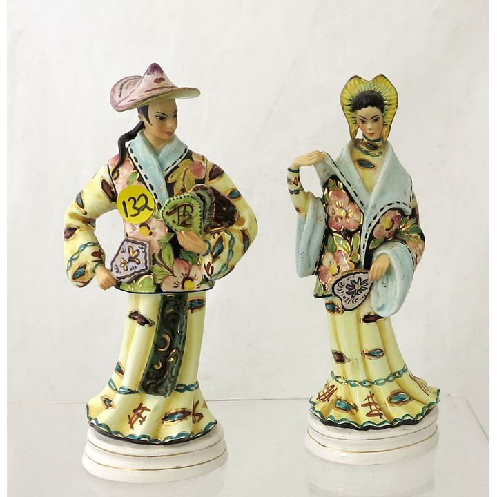 A PAIR OF 1950'S LIANI ITALIAN PORCELAIN FIGURES.