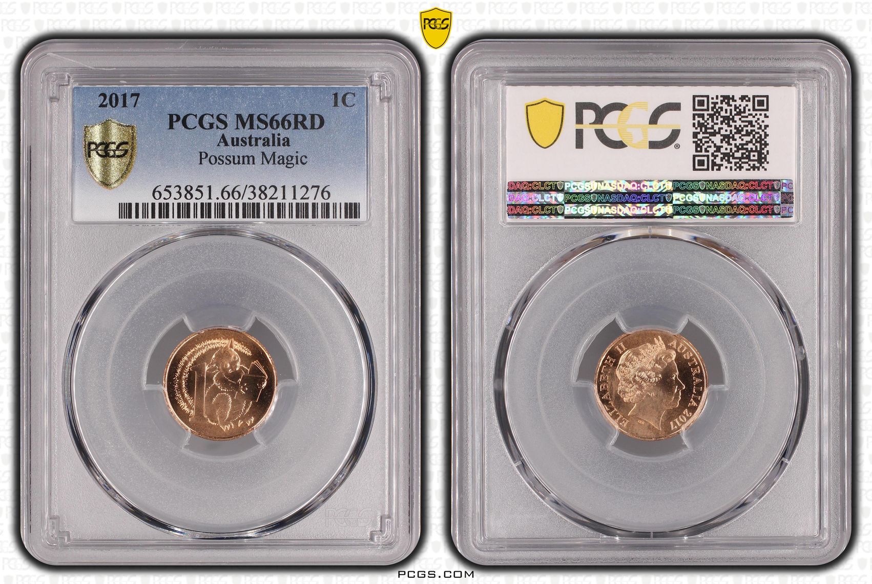 Elizabeth II, Possum Magic, One Cent, 2017, PCGS MS66RD