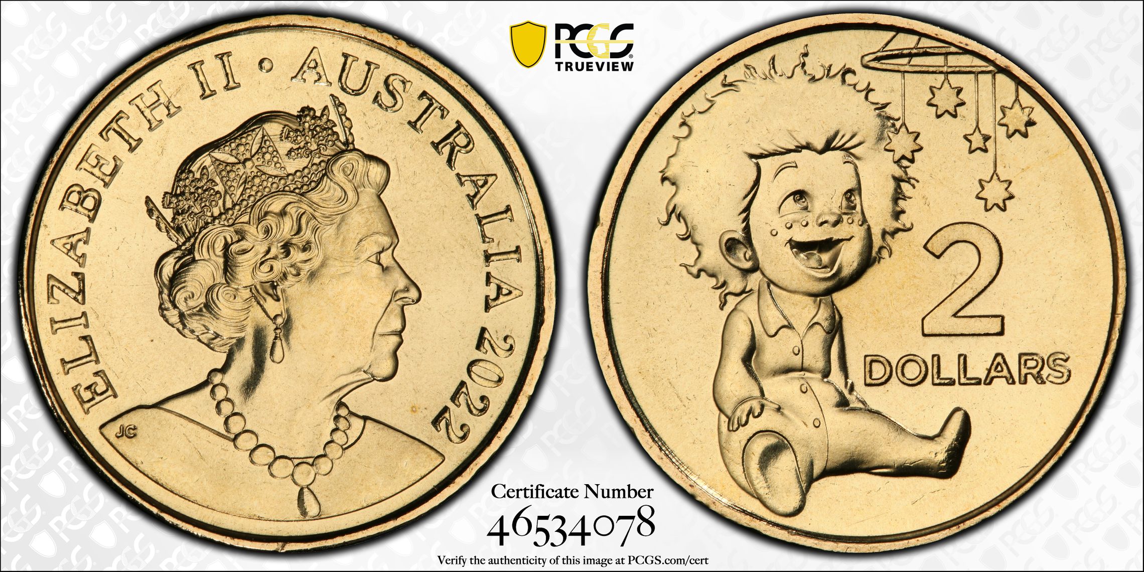 Elizabeth II, Indigenous Baby - Baby Set POP 28/0, Two Dollar, 2022, PCGS MS69
