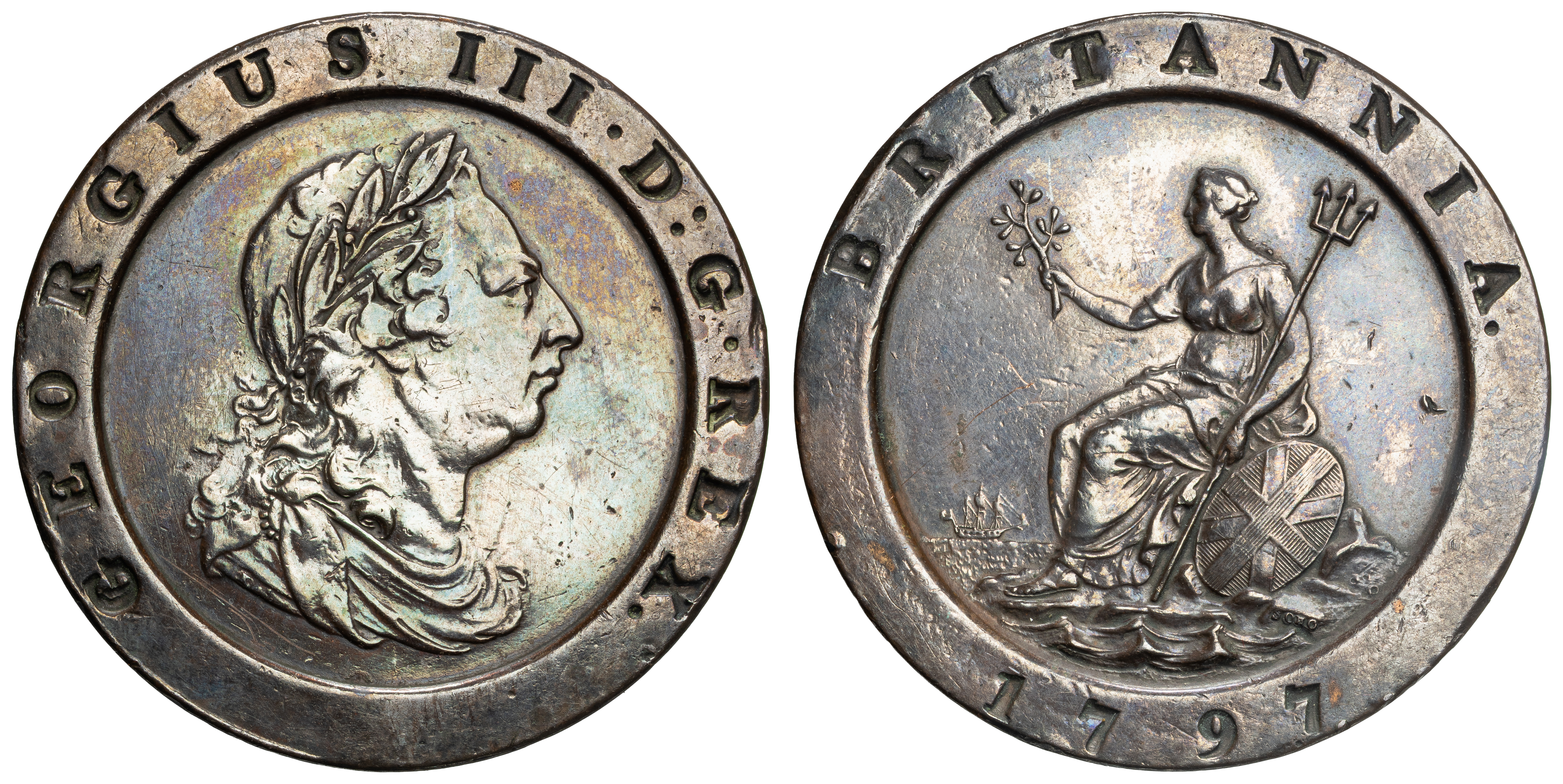 Great Britain, George III, Two Pence, 1797, EF