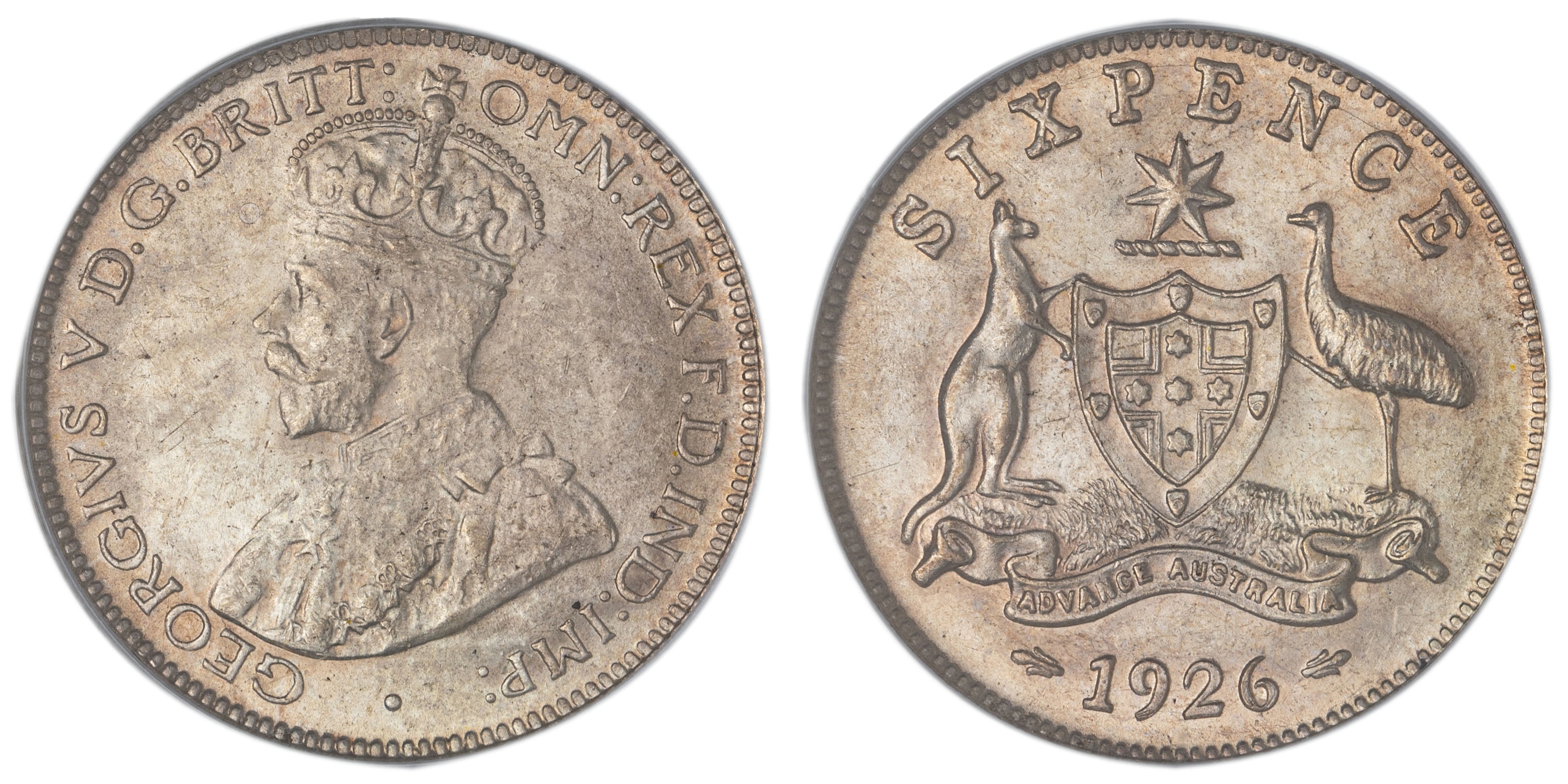 George V, 2 w/o Serif, Sixpence, 1926, PCGS MS64