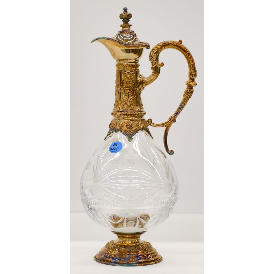 Topazio Casquinha Silverplate Etched Glass Decanter 13.5''
