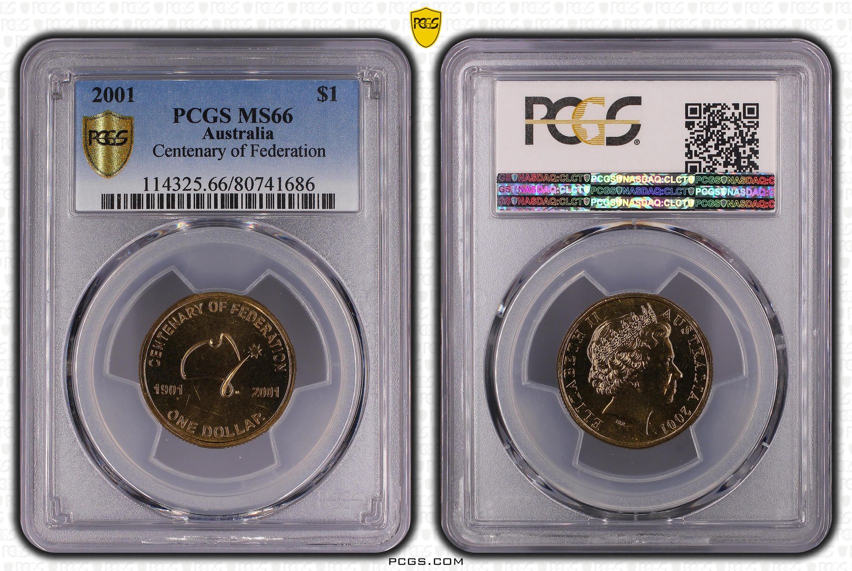 Elizabeth II, Centenary of Federation, One Dollar, 2001, PCGS MS66