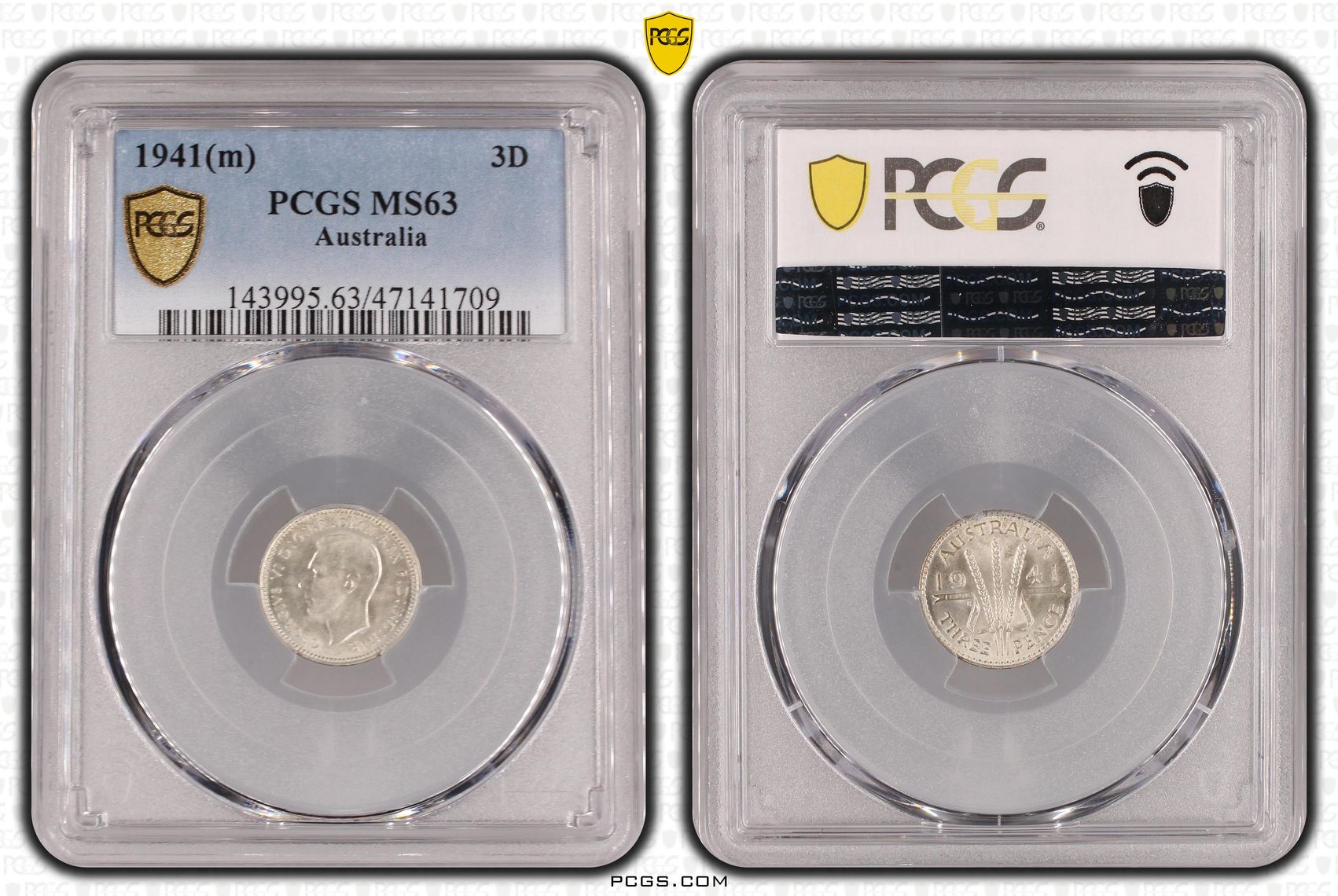 Threepence, 1941(m), PCGS MS 63