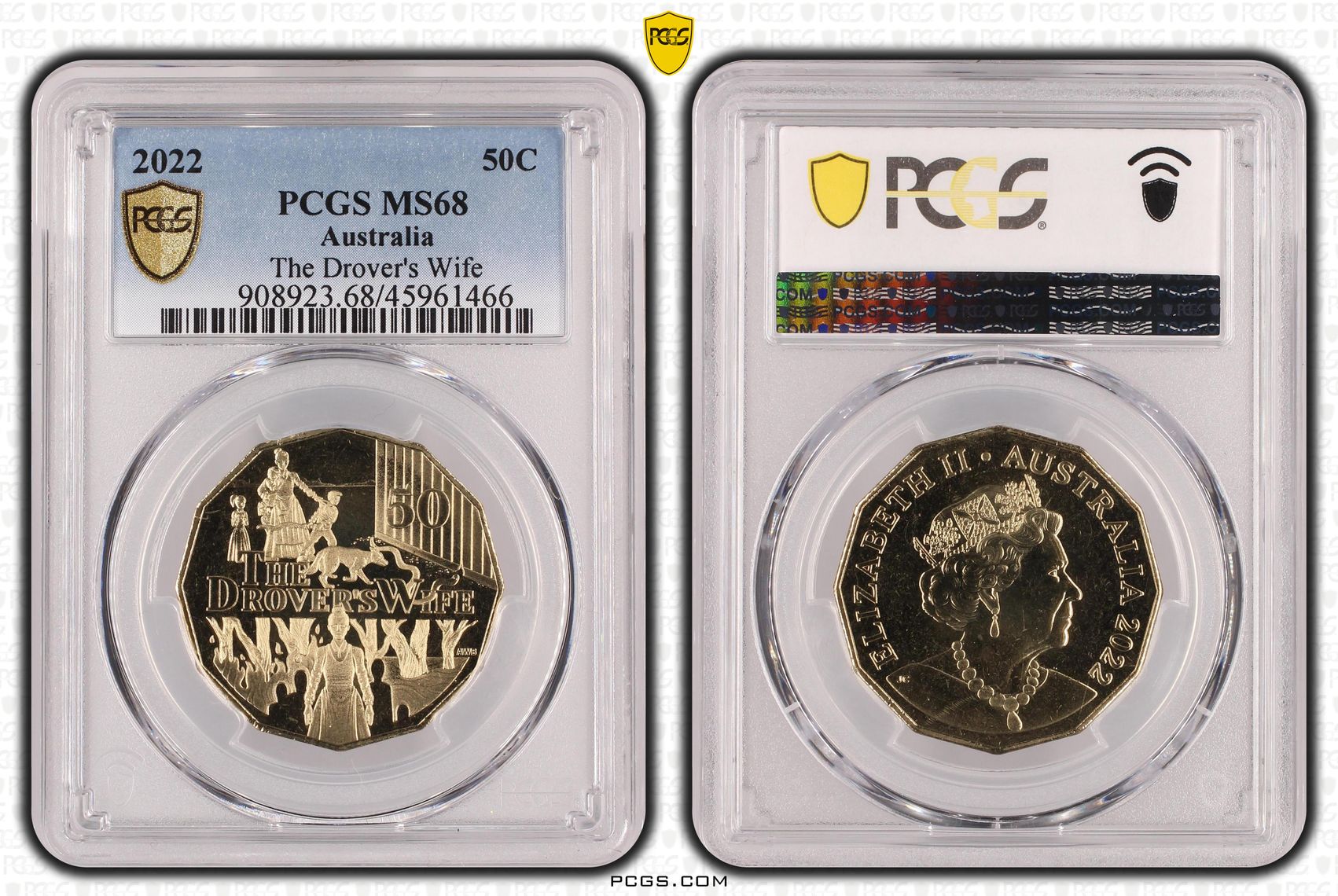 The Drover's Wife, Fifty Cent, 2022 POP Report 13/0, PCGS MS 68