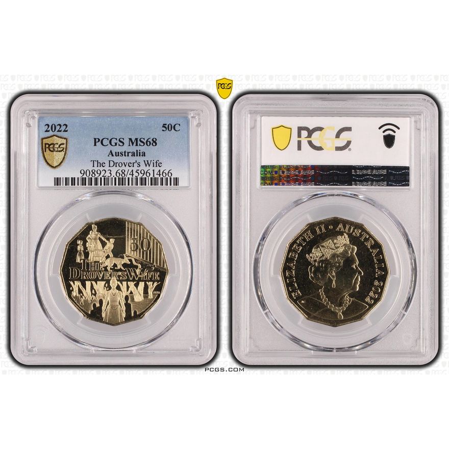 The Drover's Wife, Fifty Cent, 2022 POP Report 13/0, PCGS MS 68