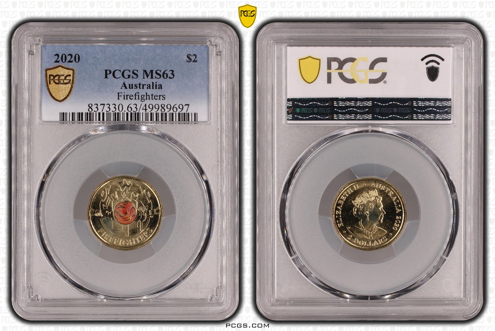 Firefighters Colourised, Two Dollar, 2020, PCGS MS63