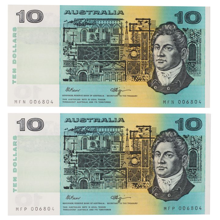 Special Serial - Fraser/Higgins, Ten Dollar, 1989 Uncirculated
