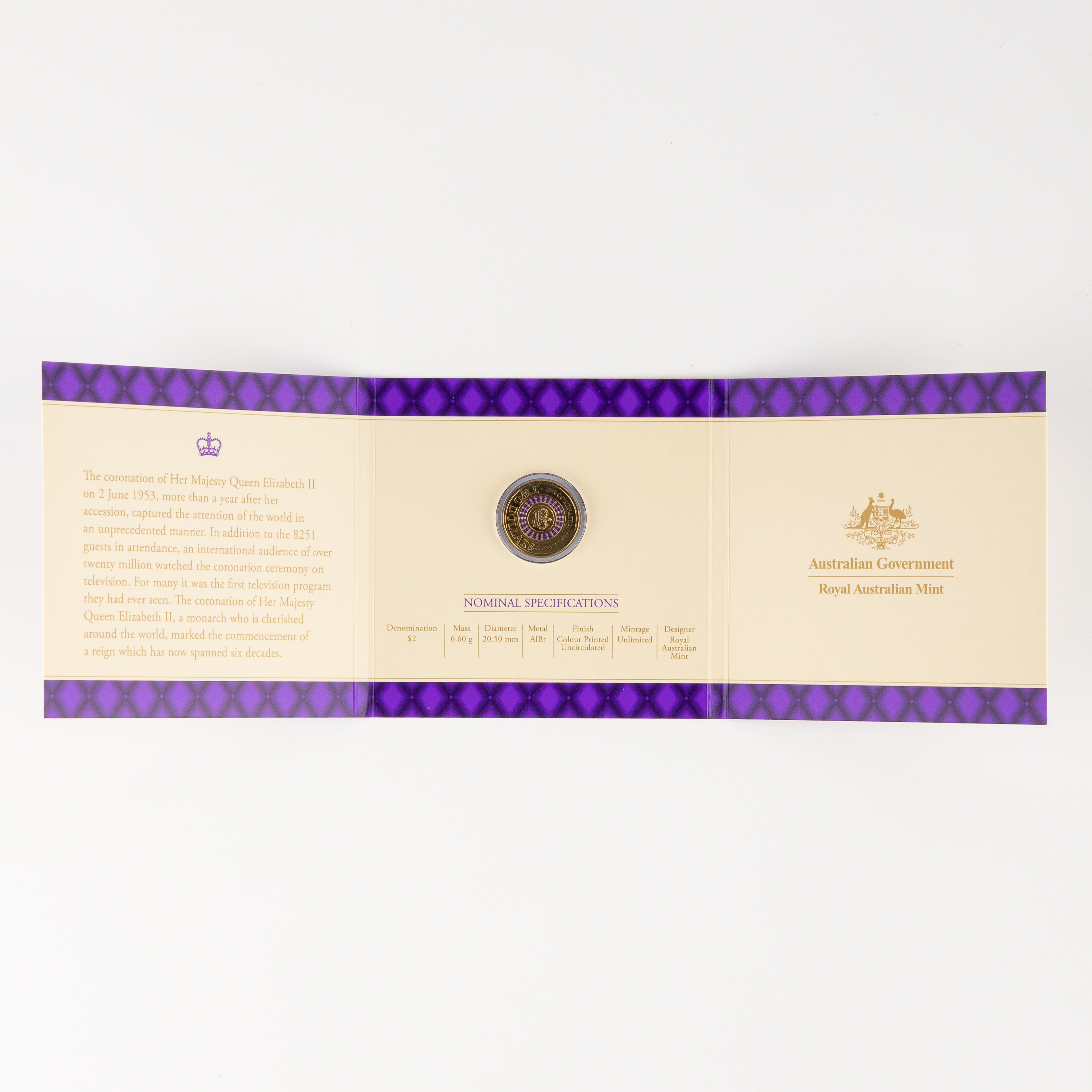 Elizabeth II, RAM - QEII Coronation, Two Dollars, 2013-C, UNC