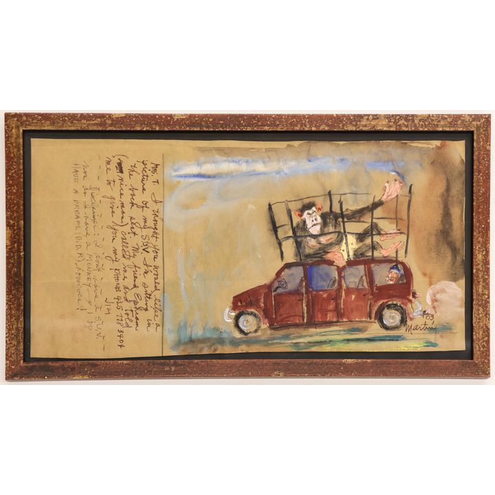 James Martin ''Monkey Car'' (Letter) 2003 Mixed Media on Paper