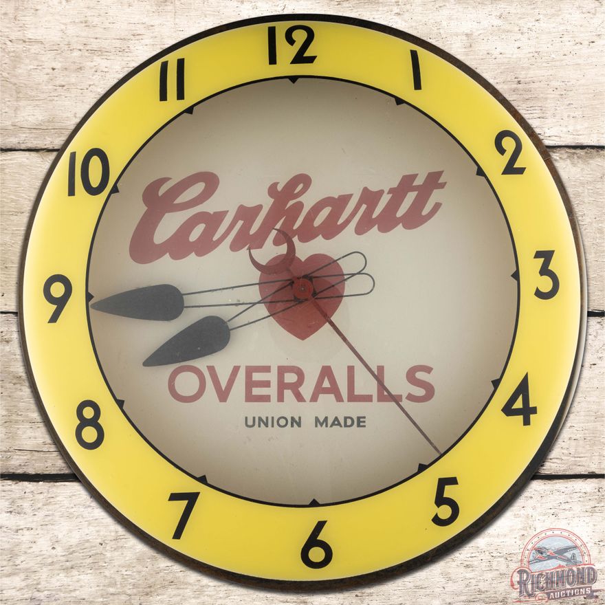Carhartt Union Made Overalls Neon Advertising Bubble Clock w/ Heart Logo
