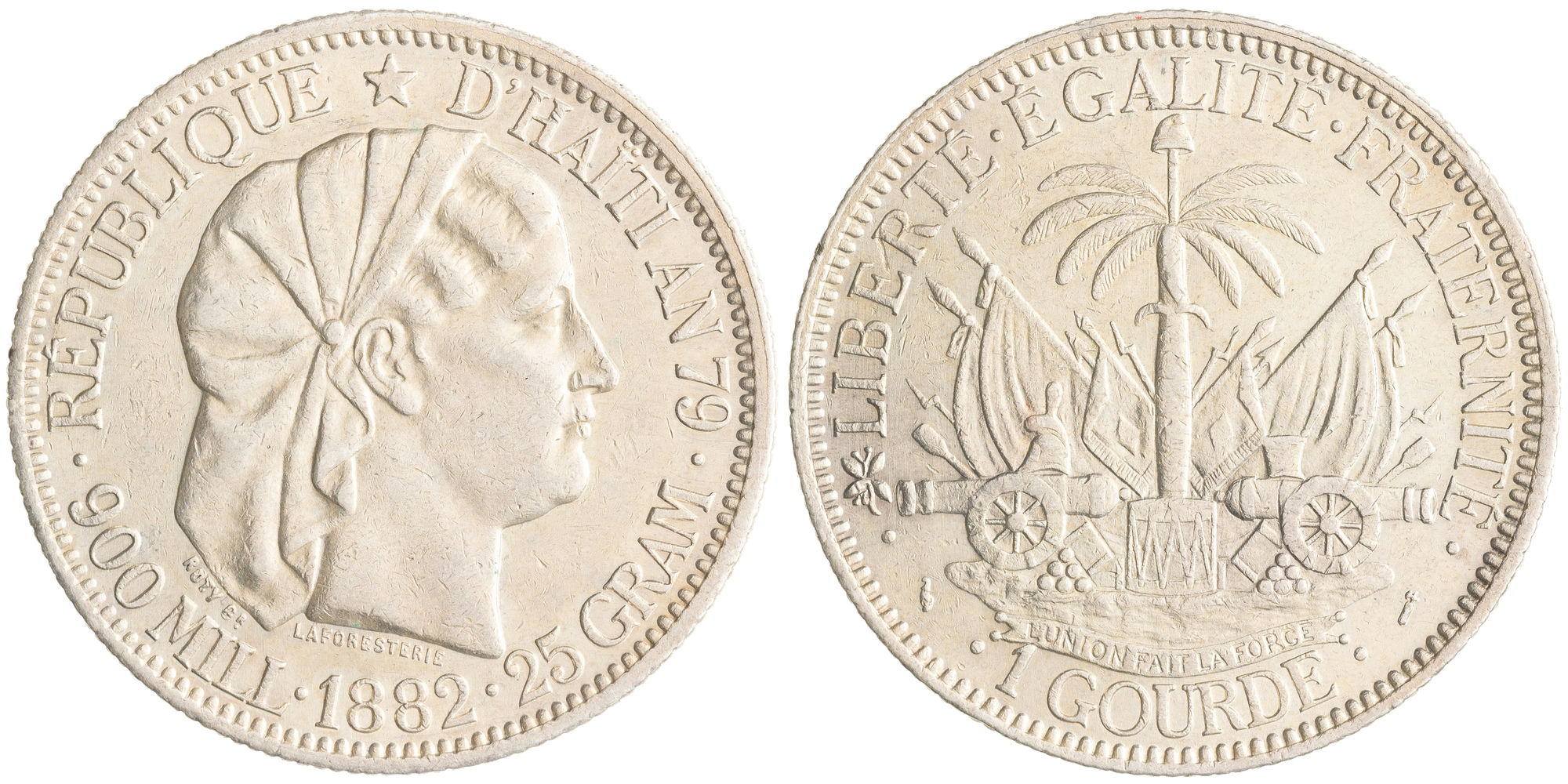 Haiti, First Republic, One Gourde, 1882, EF