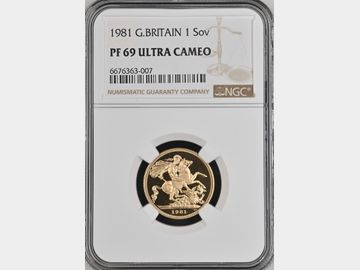 1981 ELIZABETH II PROOF GOLD SOVEREIGN PF69 UCAM