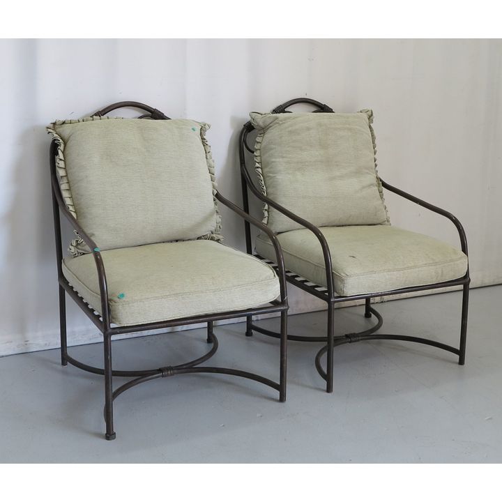 PAIR OF STEEL PATIO CHAIRS