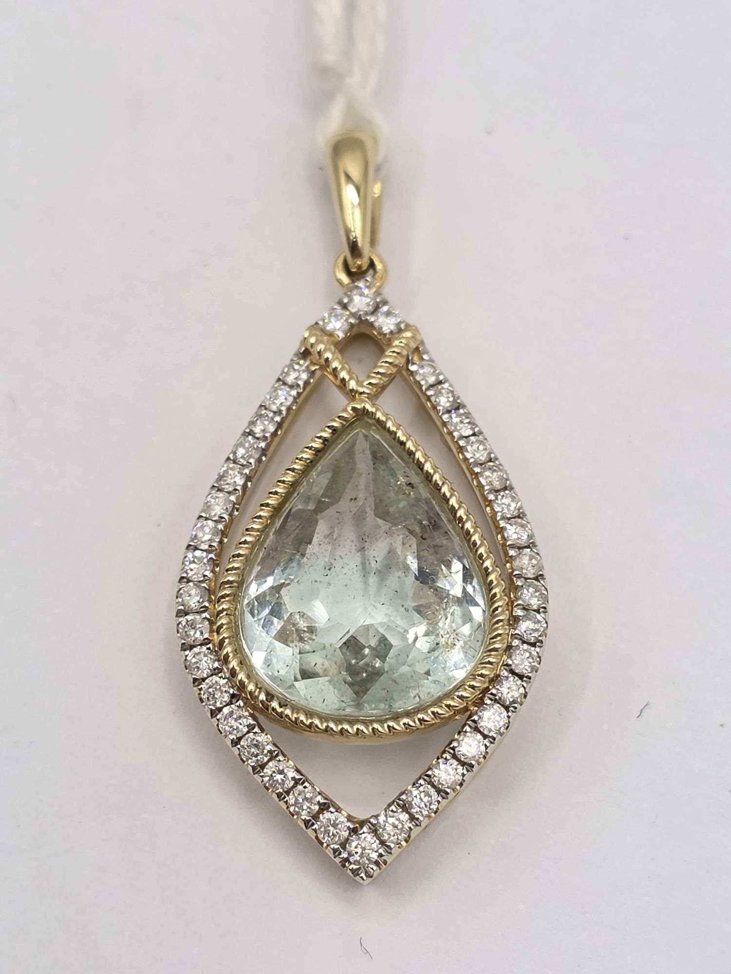 14ct Gold Aquamarine And Diamond Pendant