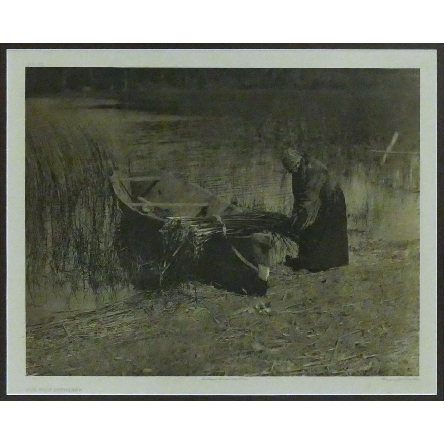 Antique Edward Curtis ''The Tule Gatherer'' (Plate 315) Large Photogravure