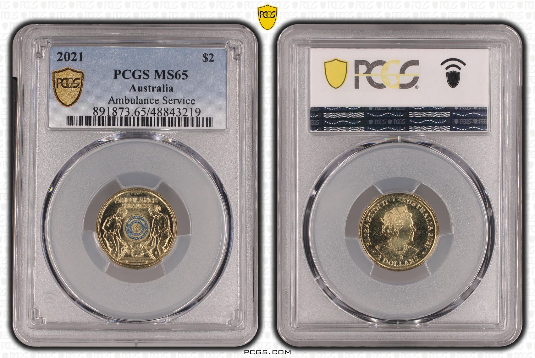 476 · Ambulance Service - Colorized , Two Dollar, 2021, PCGS MS65